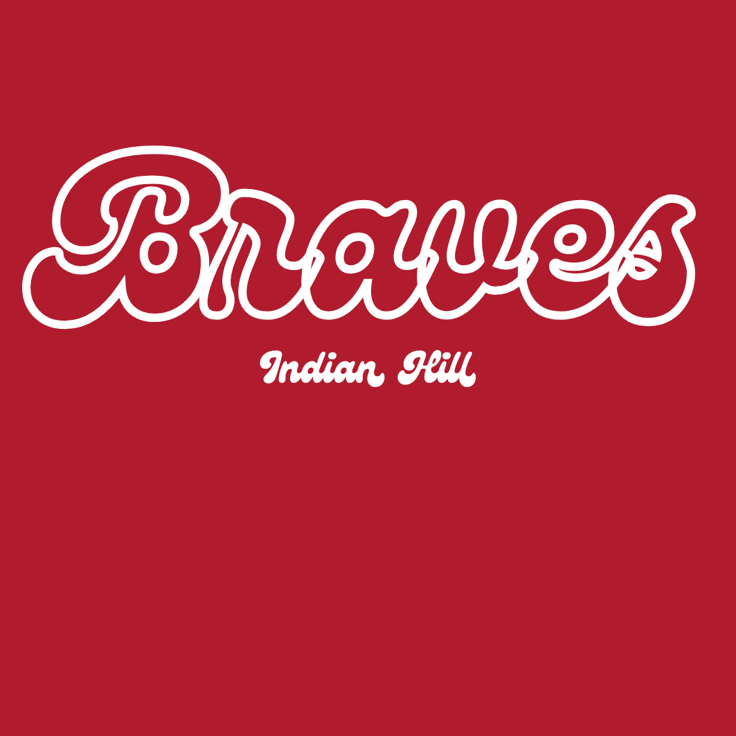 White 'Braves' text on a red background