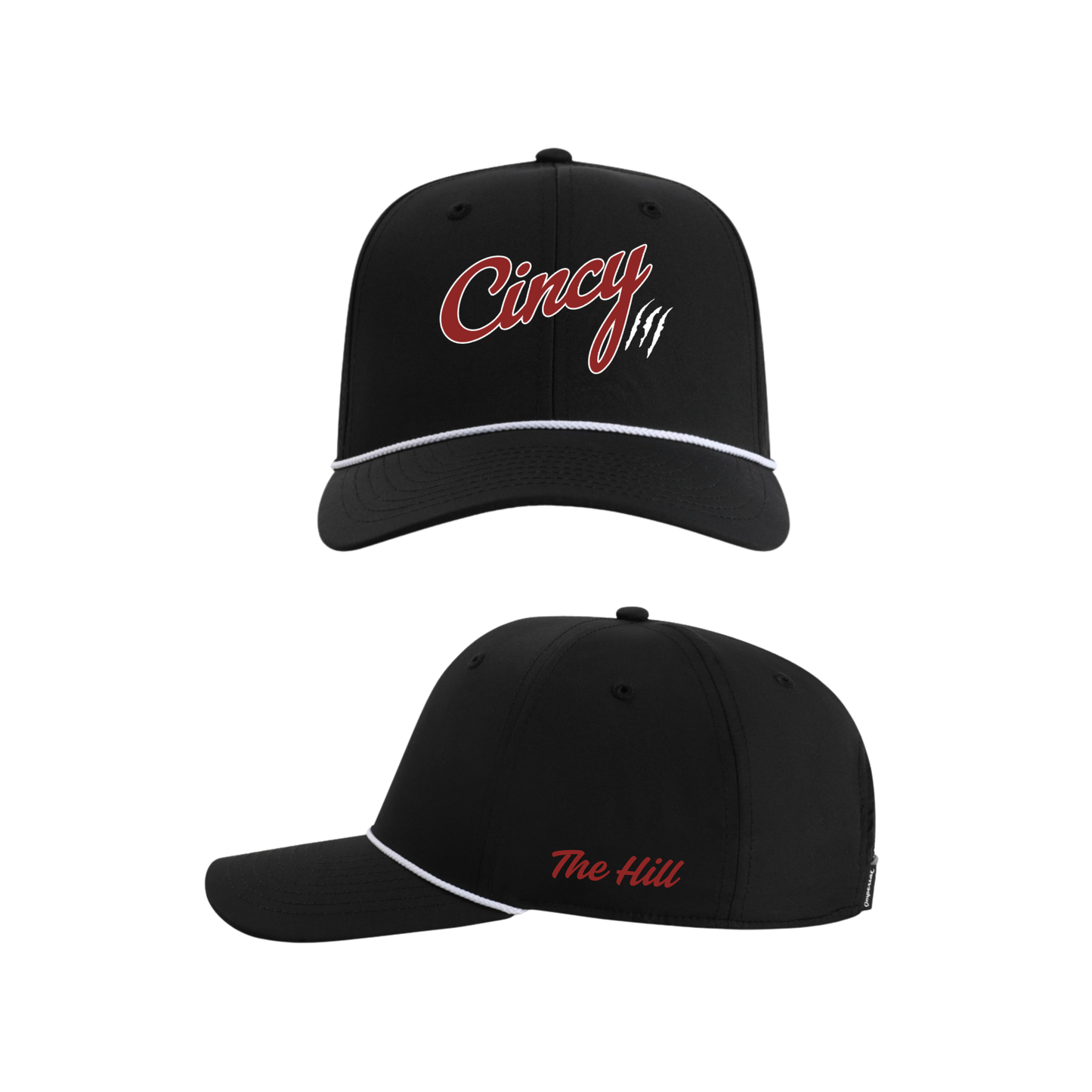 Cincy Hat: Black with White Mid Crown Rope Hat