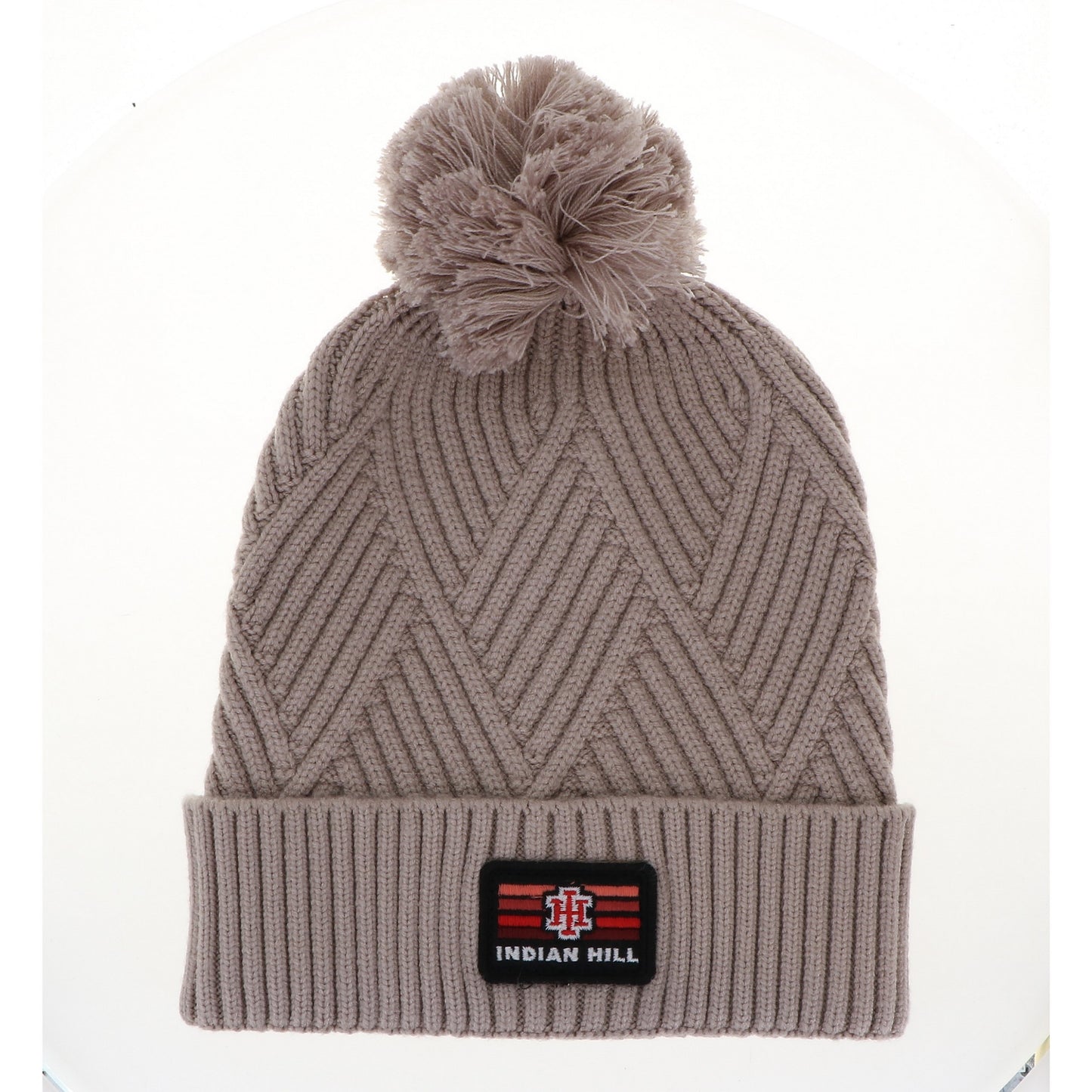 L2 Textured Beanie w/ Stripe Patch - Alabaster