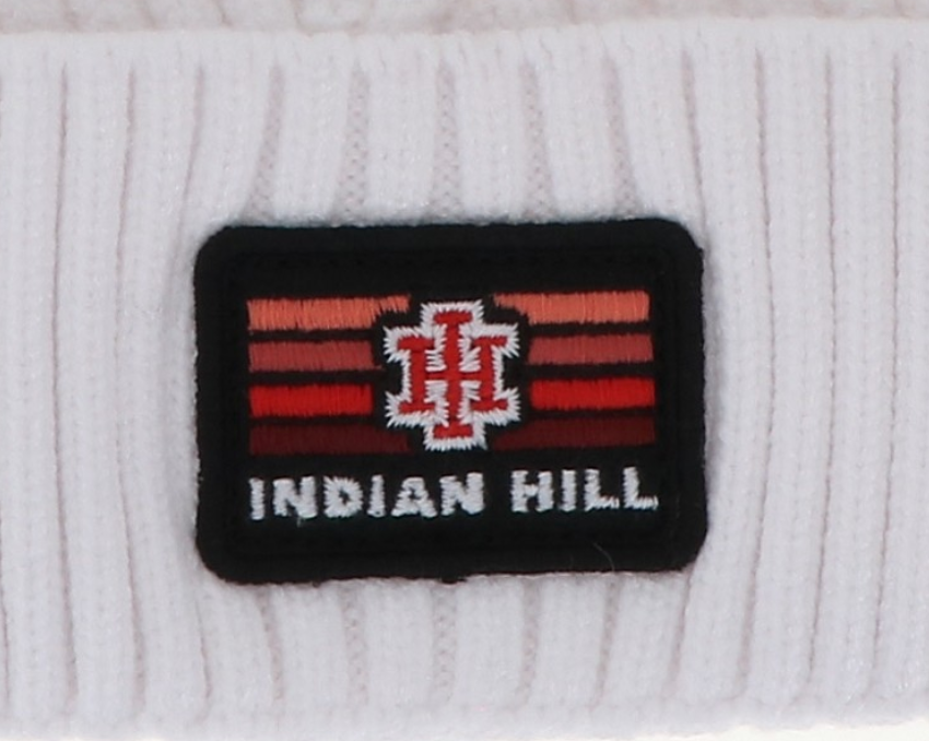 L2 Textured Beanie w/ Stripe Patch - White