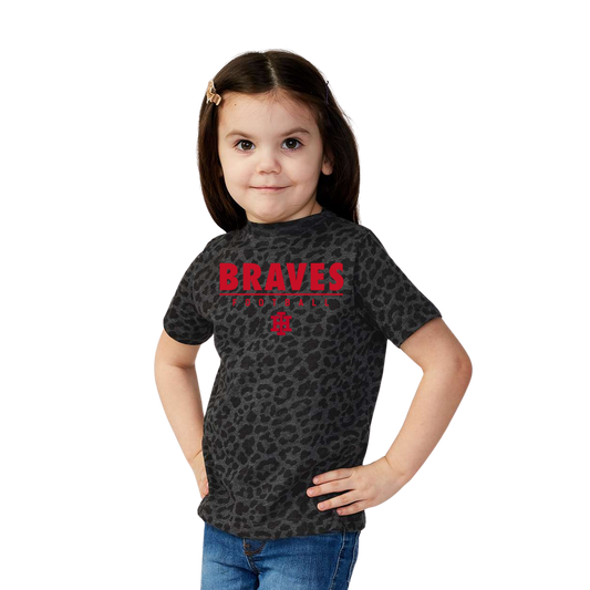 Toddler Girl's Football Tshirt - Black Leopard