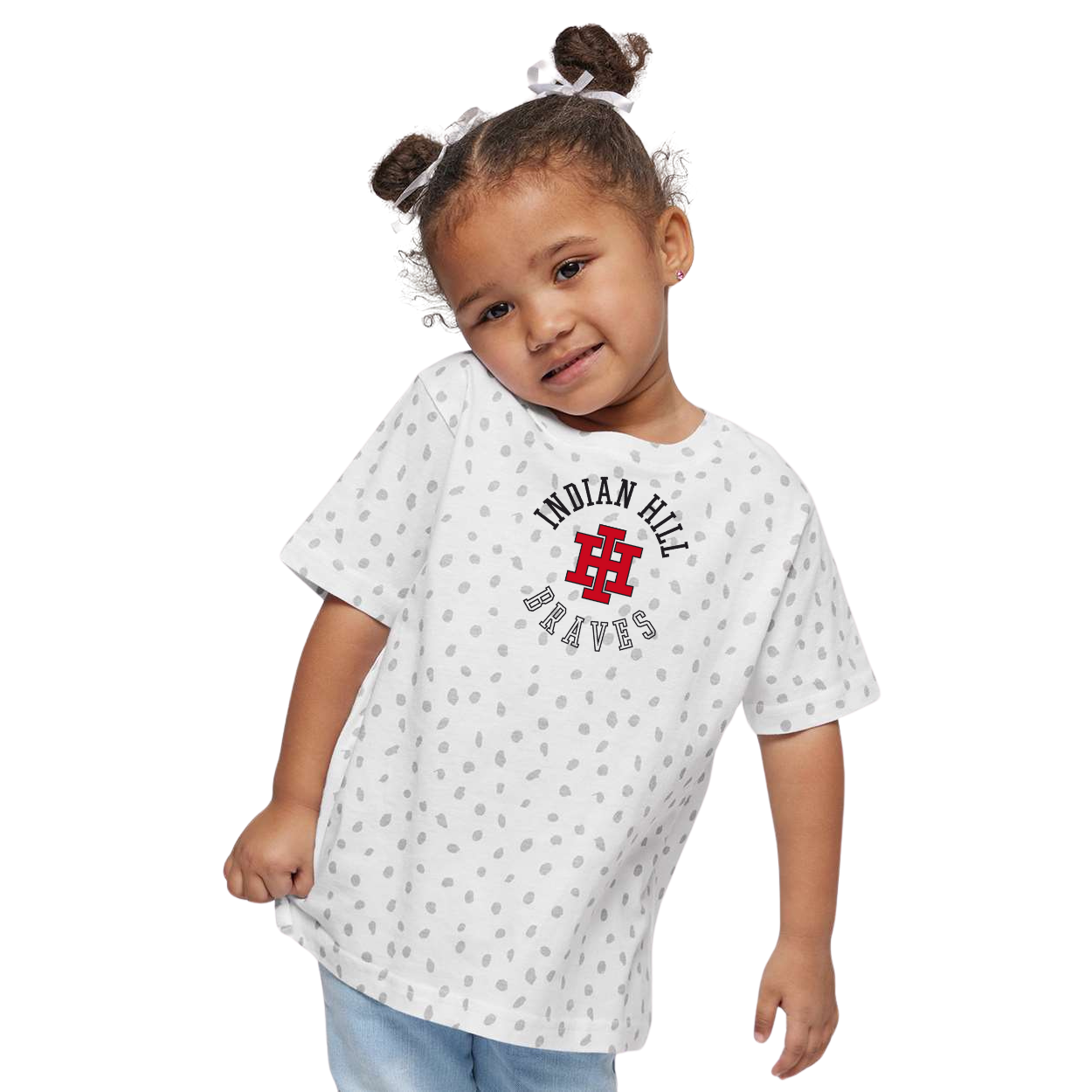 Toddler Grey Dot Tee - White