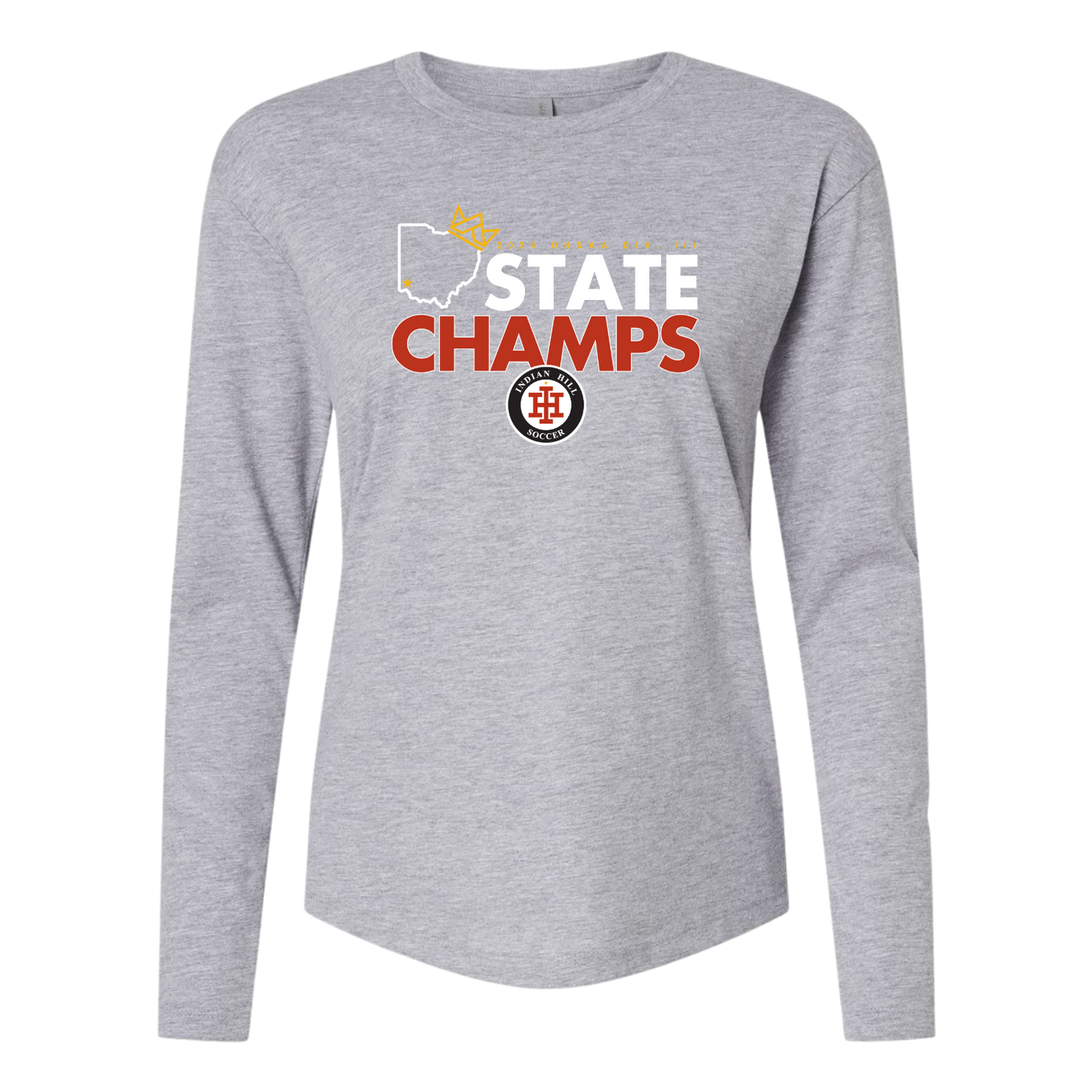 Soccer Next Level Women's Long Sleeve Tee - Heather Grey