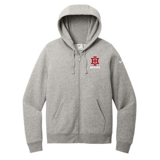 Women's NIke Full-Zip Hooded Sweatshirt Football 2025 - Dark Grey Heather