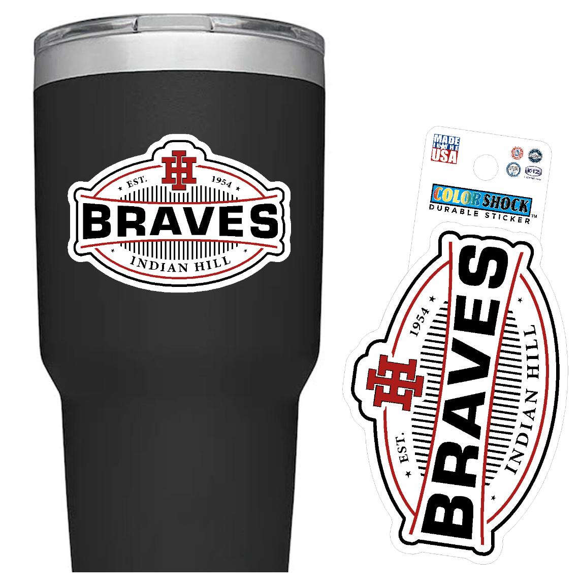 Durable Sticker #06 White Oval BRAVES Est 1954